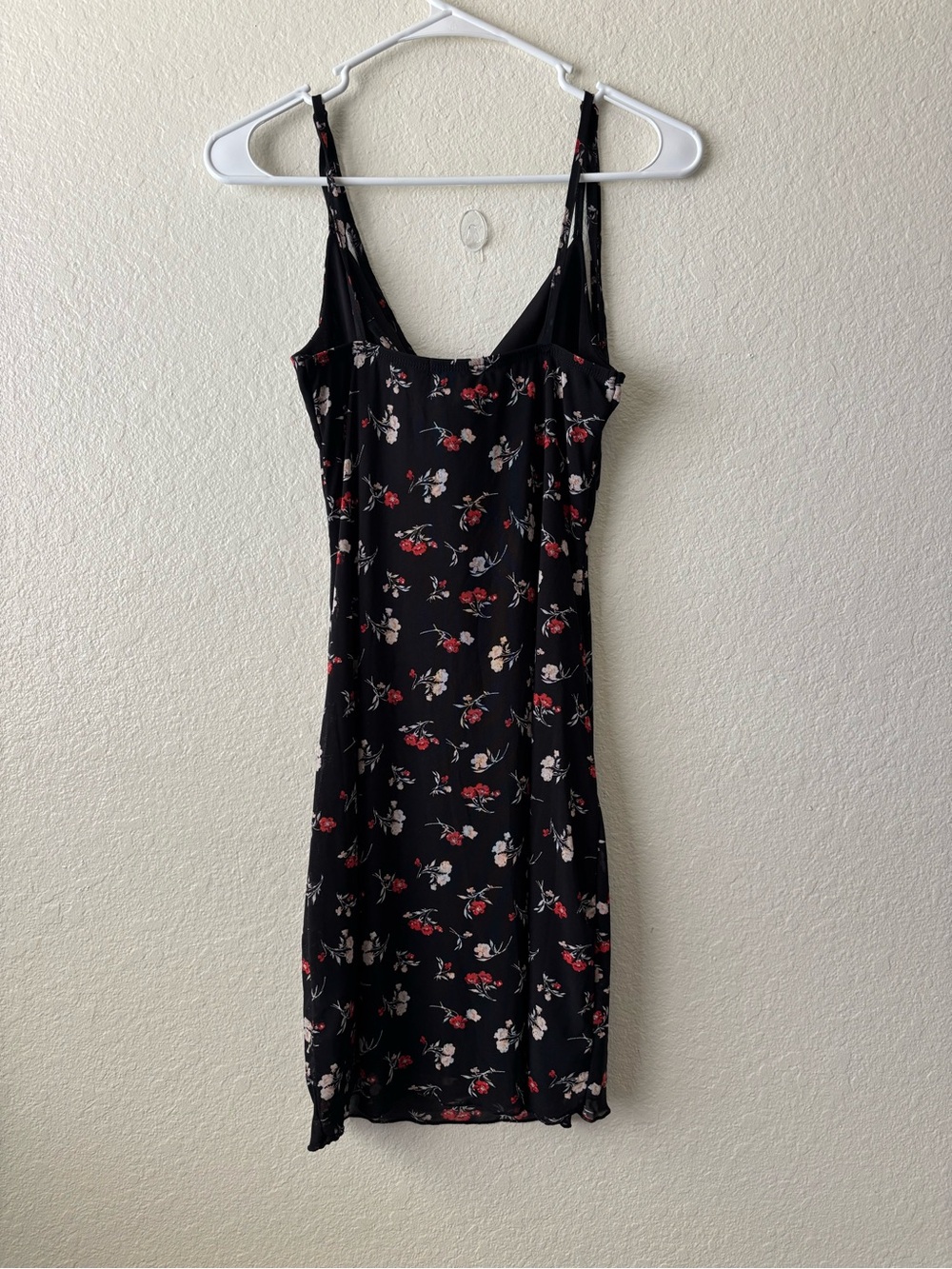 Ultra Flirt Black Midi Slip Dress with Red & White Floral Print - Picture 4 of 4